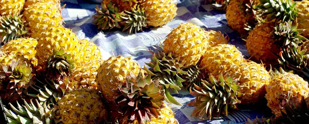 Les ananas victoria du marché de Saint Pierre à la Réunion
